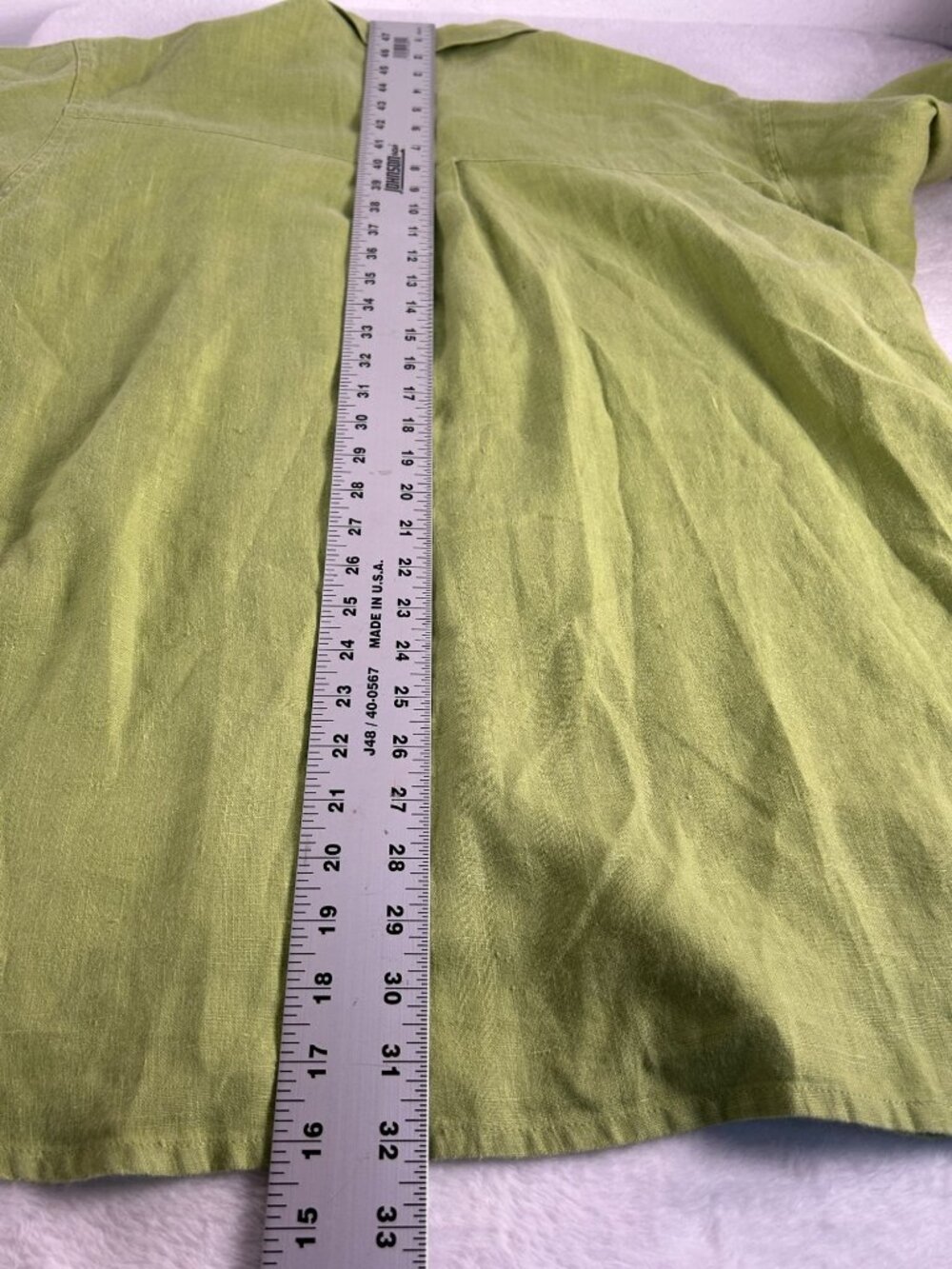 Chico's Design Womens Green Button-Down 100% Linen Shirt Size 3 Long Sleeve Top - Picture 8 of 8
